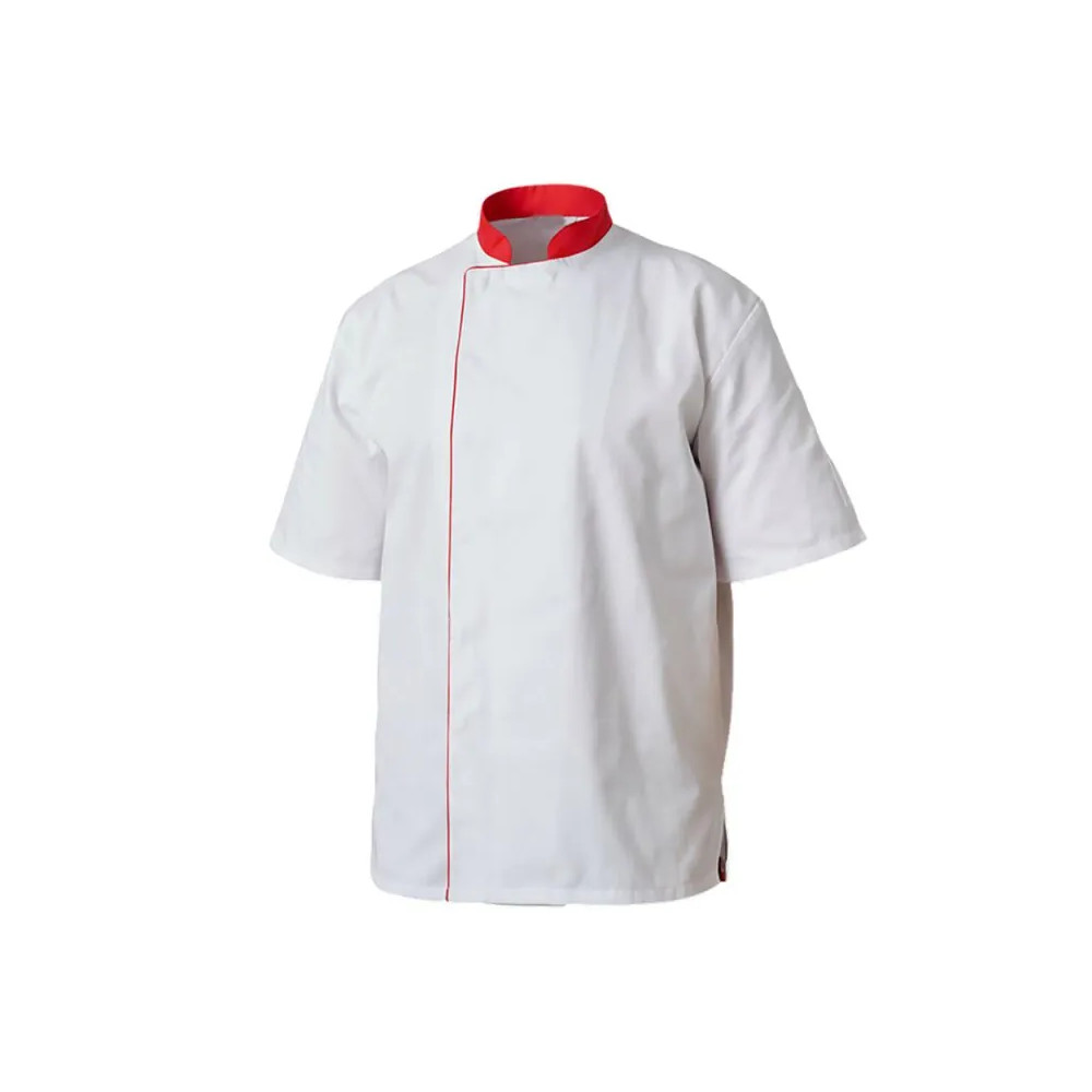 Veste de cuisine blanche rouge PBV - levetementdetravail