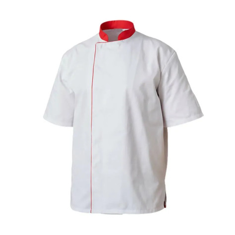 Veste de cuisine blanche rouge PBV - levetementdetravail