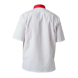 Veste de cuisine blanche rouge PBV - levetementdetravail