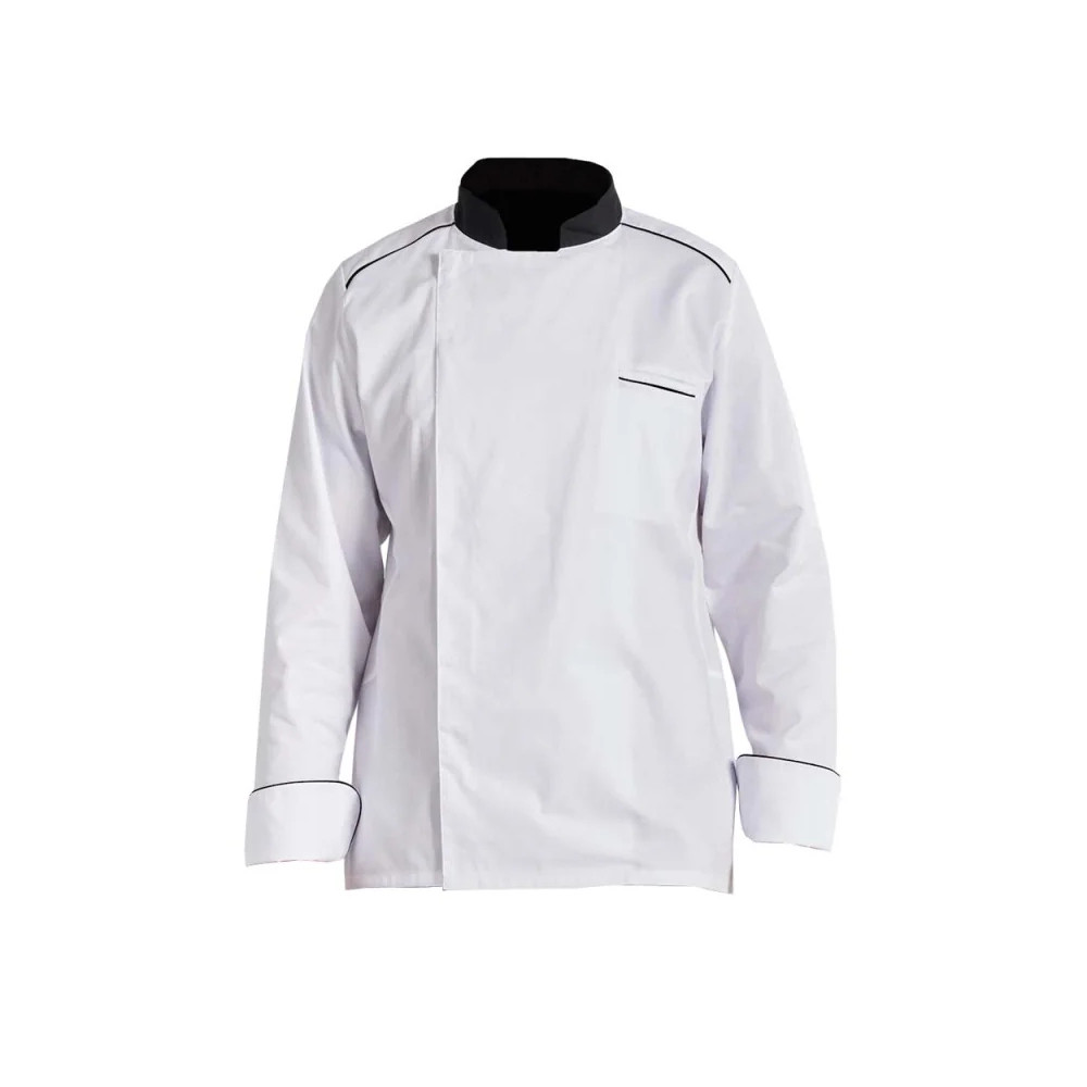 Veste de Cuisine Blanche et Noire Stretch Manches Longues | FB Protection