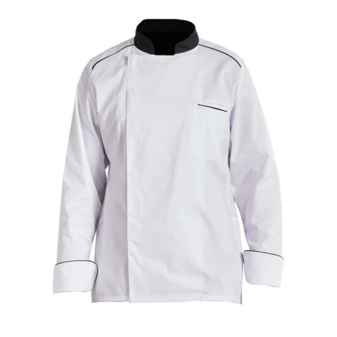 Veste de Cuisine Blanche et Noire Stretch Manches Longues | FB Protection