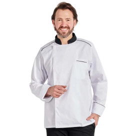 Veste de Cuisine Blanche et Noire Stretch Manches Longues | FB Protection