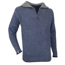 Pull Travail Col Camionneur Bleu/Gris Chaud Renforcé | FB Protection