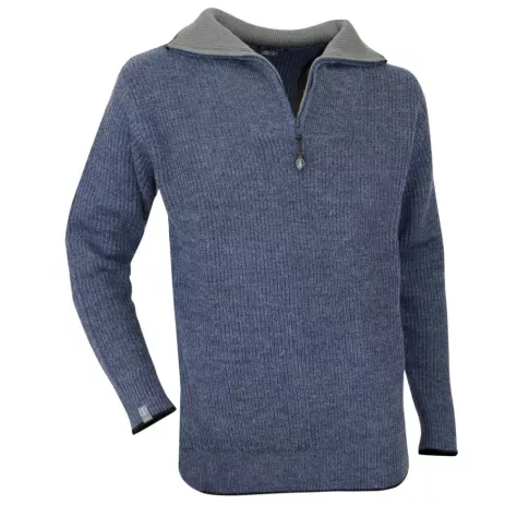 Pull Travail Col Camionneur Bleu/Gris Chaud Renforcé | FB Protection