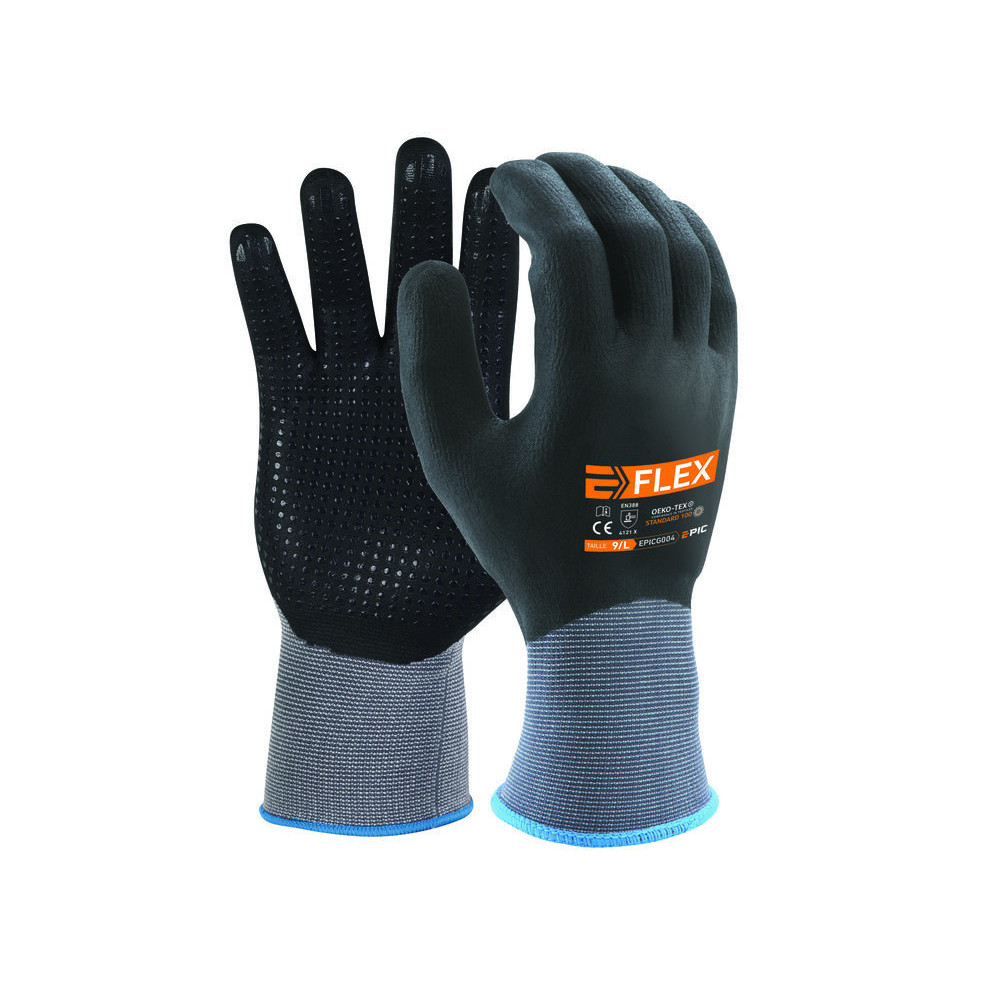GANT DE MANUTENTION E-FLEX NITRILE TOTAL PICOTS