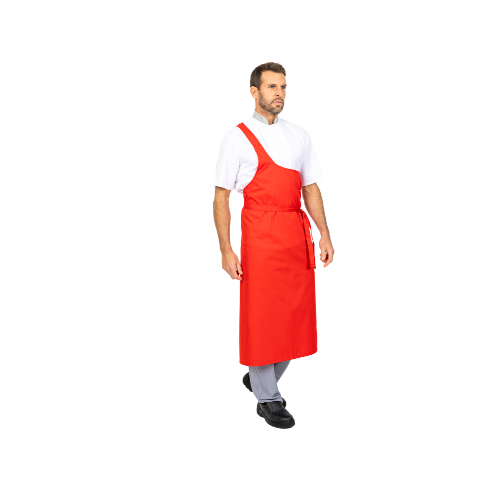 Tablier de boucher rouge - Habits de cuisine - levetementdetravail