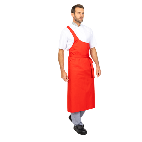 Tablier de boucher rouge - Habits de cuisine - levetementdetravail